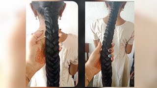 Fishtail braid pulling by friend  Oily hair play  extreme hair pulling  somiya  long hair [upl. by Daffodil]