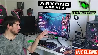 EN DETAYLI TANITIM Monster Aryond A32 V13 Monitör İnceleme  VA Panel QHD 165Hz 1MS MPRT Curved HDR [upl. by Ahsinam]