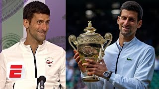 Novak Djokovic When crowd chanted Roger I heard Novak  2019 Wimbledon [upl. by Lebbie]