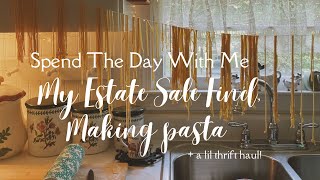 DAY IN THE LIFE  MAKING PASTA ESTATE SALE FIND MINI THRIFT HAUL  HOMEMAKING VLOG [upl. by Llehsram]