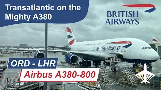 TRIP REPORT  British Airways BA296  Chicago  London  GXLEJ  Airbus A380800  Economy Class [upl. by Ynaffad]