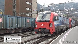 201801 HD ArthGoldau Station in the afternoon SBB new Vectron BLS Crossrail DB [upl. by Anelav]