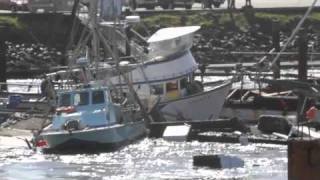 Tsunami destroys Crescent City Harbor 31111 HD [upl. by Tnomyar]