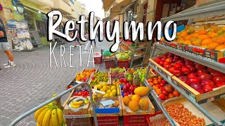 Crete Greece Rethymno walking tour in 4k Kreta Griechenland [upl. by Rebliw]