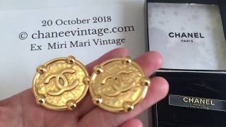 As Seen on Kris Jenner Authentic Vintage CHANEL CC Medallion Coin Earrings [upl. by Nolrac]