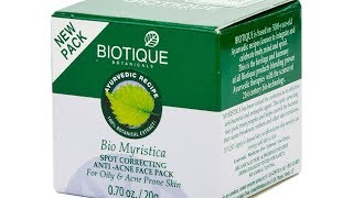 Bio Myristica  Biotique Myristica Spot Correcting Anti Acne Face Pack [upl. by Adal]