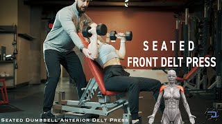 How to Seated Dumbbell Anterior Delt Press  PhysiqueDevelopmentcom [upl. by Rehptsirhc93]