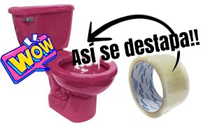 Baño  inodoro tapado  destapalo con Cinta Adesiva ASÍ SE HACE [upl. by Htederem487]