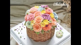 การจัดวางเค้กดอกไม้ Buttercream Flower Cake Arrangement [upl. by Tatianas]