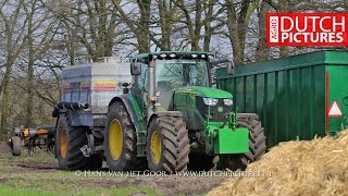 Injecting slurry for maize  John Deere 6140R  Ginaf X 5250 truck  bouwland bemesten  farming [upl. by Hassi]