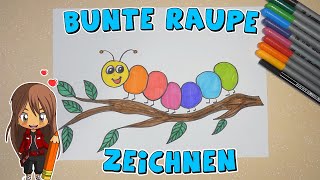 Bunte Raupe einfach malen für Kinder  ab 6 Jahren  Malen mit Evi  deutsch [upl. by Enymzaj323]