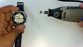 Pulir reloj con mica de plastico Casio 3198 AE  1000W [upl. by Marris]