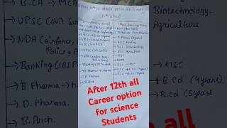 After 12th all career option for science students  after 12th science best cource shorts [upl. by Siobhan]