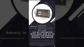 Roboway 12V DC Voltmeter With Dual USB 5V 2A Output LED Digital Display Voltmeter youtube [upl. by Vladi]