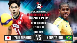 Highlights  Japan vs Brazil  Yuji Nishida vs Yoandy Leal  World Cup 2019 [upl. by Elak]