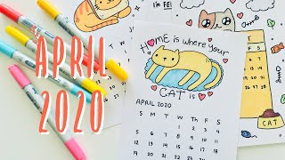 April 2020 Calendar CATlendar  Doodles by Sarah [upl. by Latsyrc]