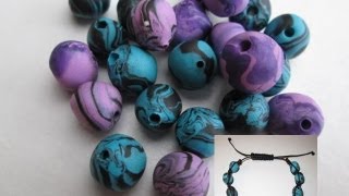 DIY TUTO FIMO APPRENDRE A FAIRE DES PERLES SHAMBALLA EN FIMO FACILE BEADS SHAMBALLA POLYMER FIMO [upl. by Ikcin]