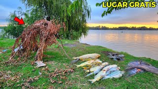 CAMPAMENTO Y PESCÓN EN ESTE LUGAR GRATIS PESCA EN EL RÍO PARANÁ [upl. by Aratehs]