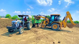 JCB 3dx Levelling Field with Sonalika 60 Rx Eicher 485  Eicher 242  John Deere 5310 [upl. by Anertal]