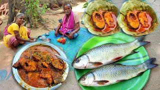 masala Fish Curry Village style fish curry Recipe Rohu Fish curry cooking amp Eating [upl. by Cardew]