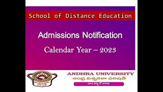 CY23 NOTIFICATION  Andhra University  Distance Education [upl. by Laundes]