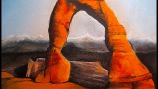 Rock landscape speed drawing  Delicate Arch  Utah [upl. by Eihcir]