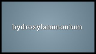 Hydroxylammonium Meaning [upl. by Ielarol]