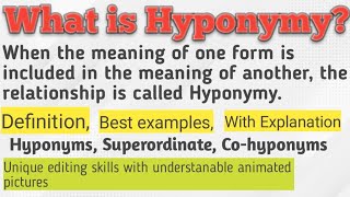 What is Hyponymy  Semantic hyponymy  definition examples HyponymssuperordinatecohyponymsUrdu [upl. by Ahsyekal]