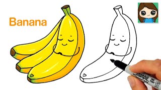 How to Draw a Banana Easy 🍌Cute Fruit Art [upl. by Odilo]