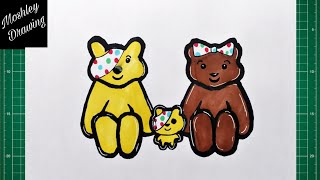 How to Draw and Coloring Pudsey Bear Family [upl. by Maighdiln]