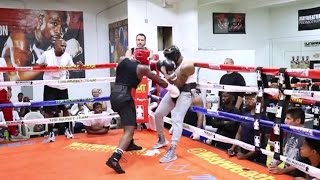 FLOYD MAYWEATHER TRAINING ADRIEN BRONER THROUGH SPARRING SESSION HoopJab Boxing [upl. by Yran921]