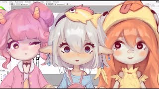 Speedpaint Paint Tool SAI Cute Adoptables [upl. by Avictor]