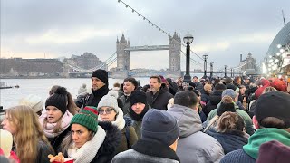 🇬🇧🎄🎅 LONDON CHRISTMAS MARKETS 2023 FAIRY LIGHTS STREET FOOD AND FESTIVITIES EXTREMELY BUSY 4K [upl. by Silverts]