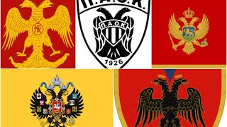 Byzantine Flags  Why do Albanians Serbs Russians Seljuk Turks copy the Greek flag [upl. by Aitenev]