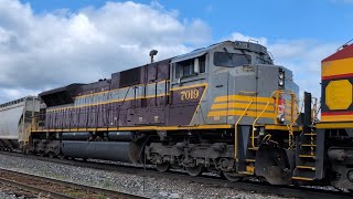 CP 7019 HeritageFriendly crew KCSM 4885 E  KCSM 4885 leads 4871 amp CP 7019 through Guelph Jct [upl. by Nairdna668]