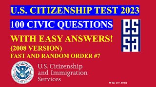 2023 EASY Answer Fast USCIS Official 100 Civics Questions and Answers US Citizenship Interview 2023 [upl. by Adolphus753]