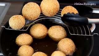 SESAME BALL RECIPE  Bánh rán  Bánh Cam  Helens Recipes [upl. by Adnawahs]