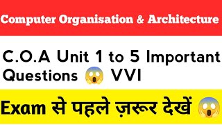 COA RGPV Unit 1 to 5 Important Questions  COA Vvi Topics [upl. by Annoyed]