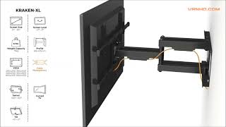 KRAKENXL How to Install HeavyDuty FullMotion TV Wall Mount VRNHDCOM [upl. by Jandel]