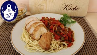 Hähnchenbrustfilet auf Spagetti mit Gemüsesauce [upl. by Song]