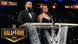 Taylor and Mika Rotunda pay respects to Bray Wyatt 2024 WWE Hall of Fame highlights [upl. by Hulbig]