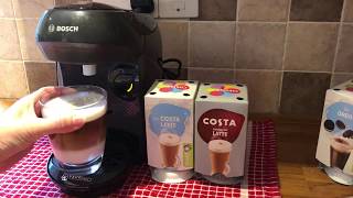 Making a Costa Latte  Tassimo Happy Coffee Machine TAS1002GB [upl. by Gnilrets]