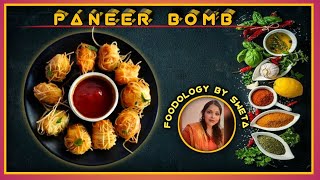 Paneer Bomb Threaded paneer Recipe  Quick Paneer Starter  Sweet chilli garlic dipping Sauce [upl. by Gnos965]