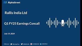 Rallis India Ltd Q1 FY202425 Earnings Conference Call [upl. by Aneehsit834]