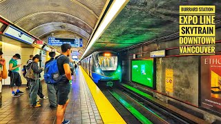 Vancouver Ride 🇨🇦  Expo Line SkyTrain Burrard Station to CommercialBroadway Station [upl. by Adnarym105]