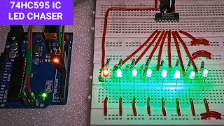 74HC595 IC LED CHASER using Arduino Uno  LEARN WITH GK [upl. by Tail334]