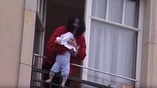 Michael Jackson dangles his baby over a hotel balcony [upl. by Ainehta]