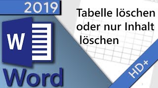 Word gesamte Tabelle löschen oder nur Inhalt löschen in 1 MINUTE HD 2019 [upl. by Orban]