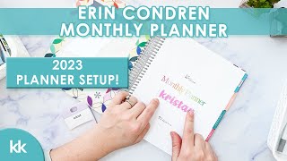 Erin Condren 2023 Planner Setup Functional Monthly Planning Harmony Colorful amp PlannerKate Stickers [upl. by Hunger]