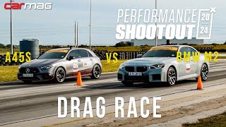 DRAG RACE BMW M2 Auto vs MercedesAMG A45 S [upl. by Dryden]